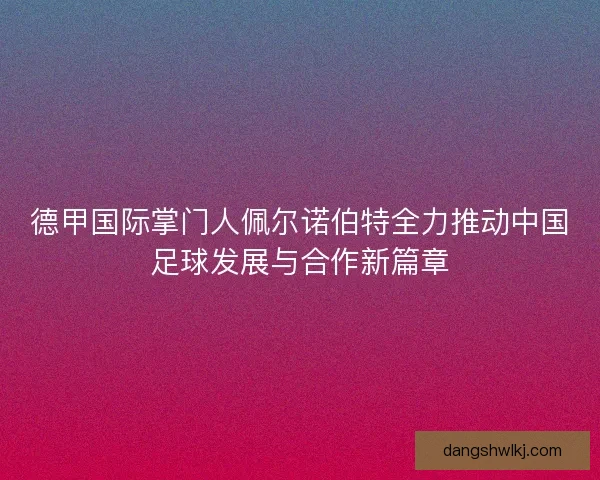 德甲国际掌门人佩尔诺伯特全力推动中国足球发展与合作新篇章